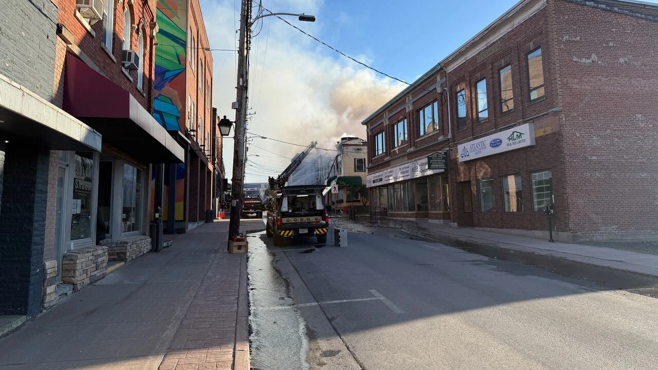 Roads blocked as crews battle New Glasgow fire