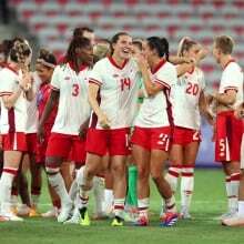 Today, Canada's women's soccer team survived and advanced. Tomorrow, Summer goes for more Olympic gold