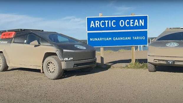 Tesla cybertrucks roll through the Yukon and N.W.T., en route to the Arctic Ocean