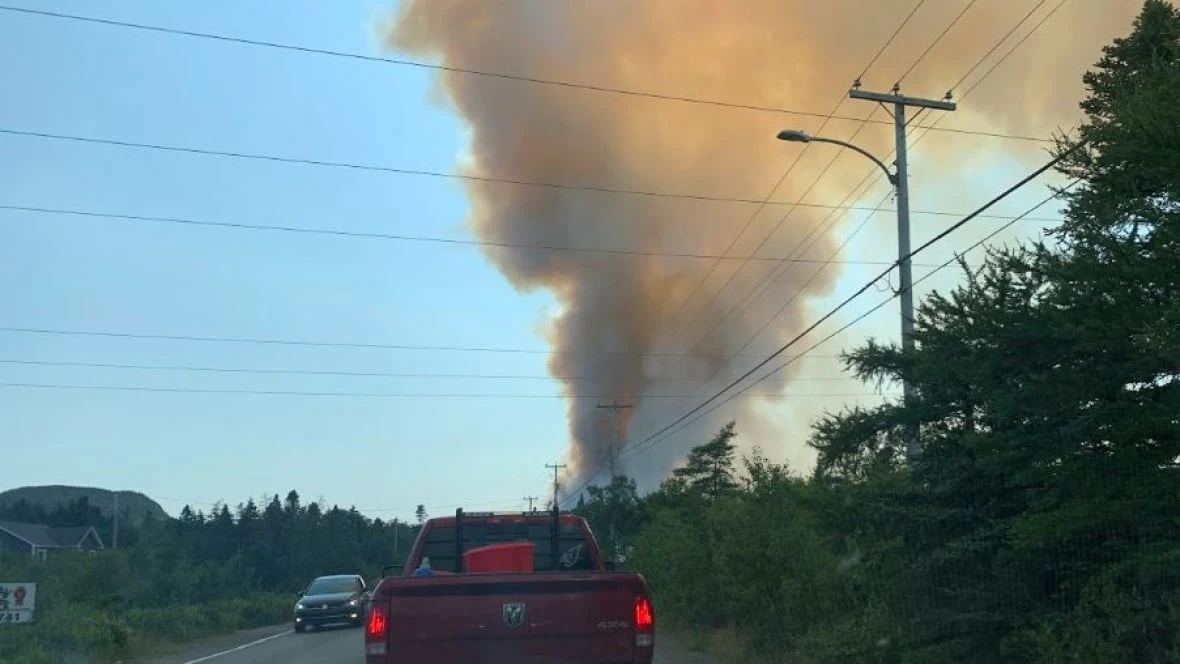 Wildfire burning near Holyrood forces road closure
