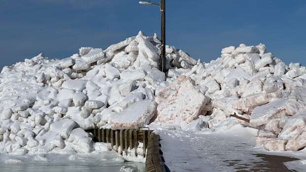 Ice piles up on western P.E.I. wharf