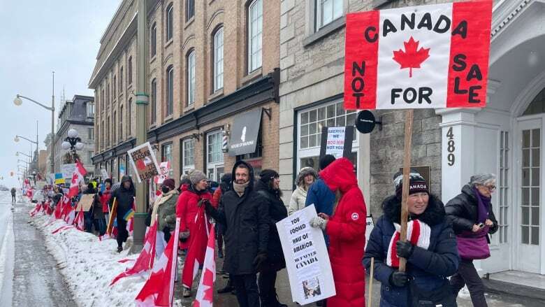 Elbows up! 'Seriously angry grannies' and 'menopause mafia' protest Trump in Ottawa