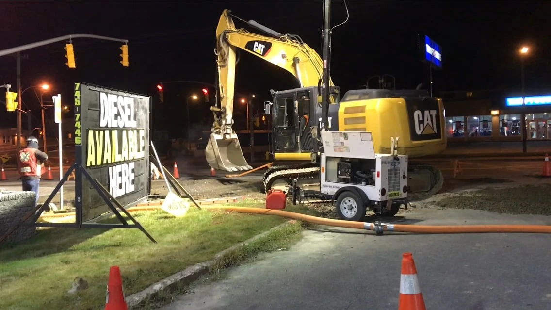 Lights, crews, construction! Overnight roadwork happening on new Airport Heights roundabout