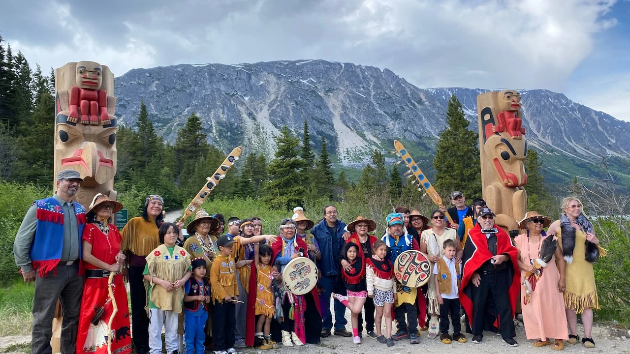 Carcross/Tagish First Nation unveils totem poles in Bennett, B.C.