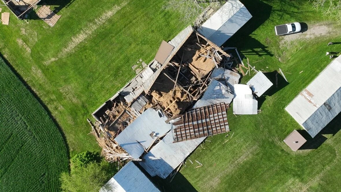 'Significant damage': Tornado researchers outline 9-km downburst path near Chatham