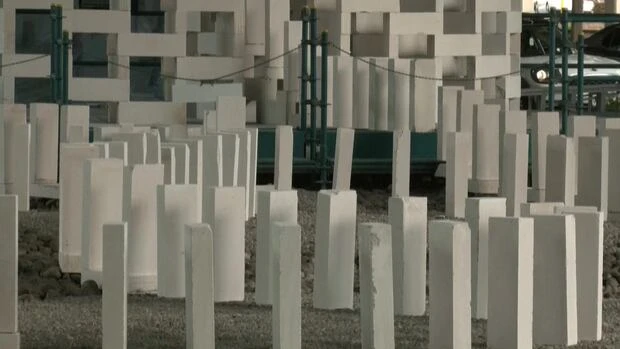 Massive domino installation topples through Toronto
