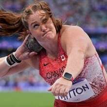 Sarah Mitton wins her 1st Diamond League Trophy weeks after fouling out of Olympic shot put final