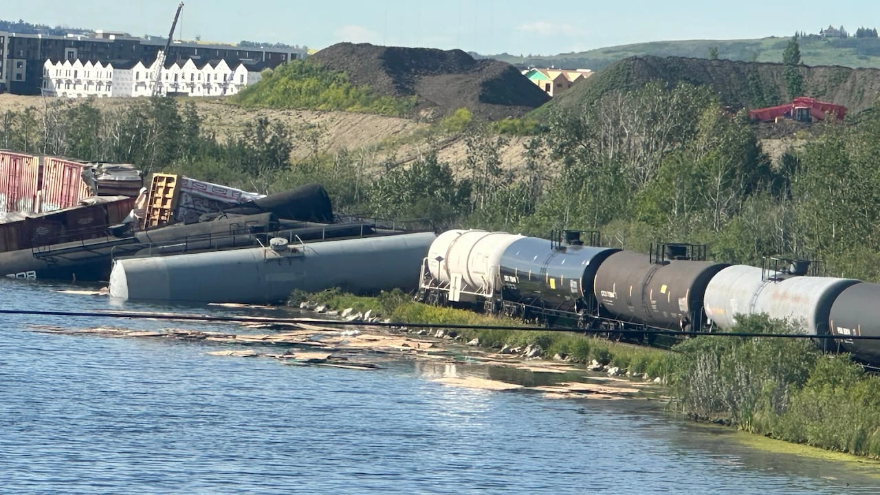 Train derailment sends 11 freight cars into wetland in southwest Calgary