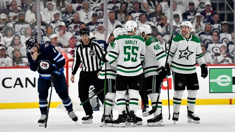 Red-hot Mikko Rantanen records 2nd hat trick in a row, as Stars beat Jets in Game 1