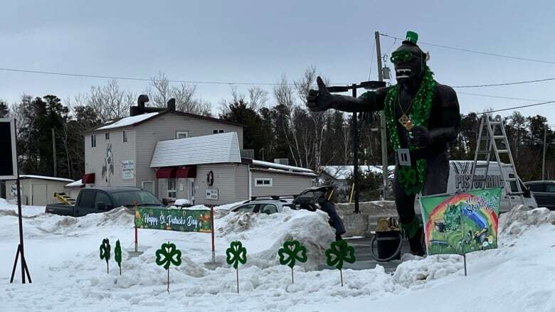 Vermilion Bay Bigfoot gets into St. Patrick's Day spirit