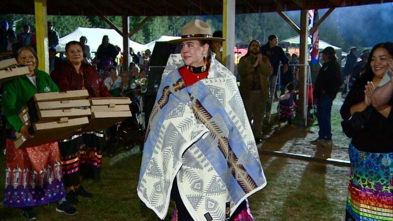 James Smith Cree Nation powwow honours Mountie for role in ending 2022 manhunt