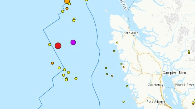 Magnitude 5.6 earthquake reported west of Vancouver Island