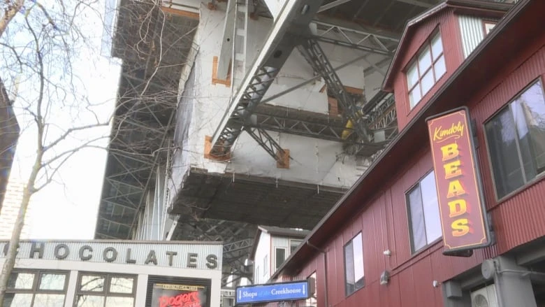 Granville Island businesses damaged by construction materials thrown from bridge above