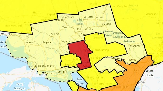 Tornado warning in effect for Temiskaming Shores, Temagami