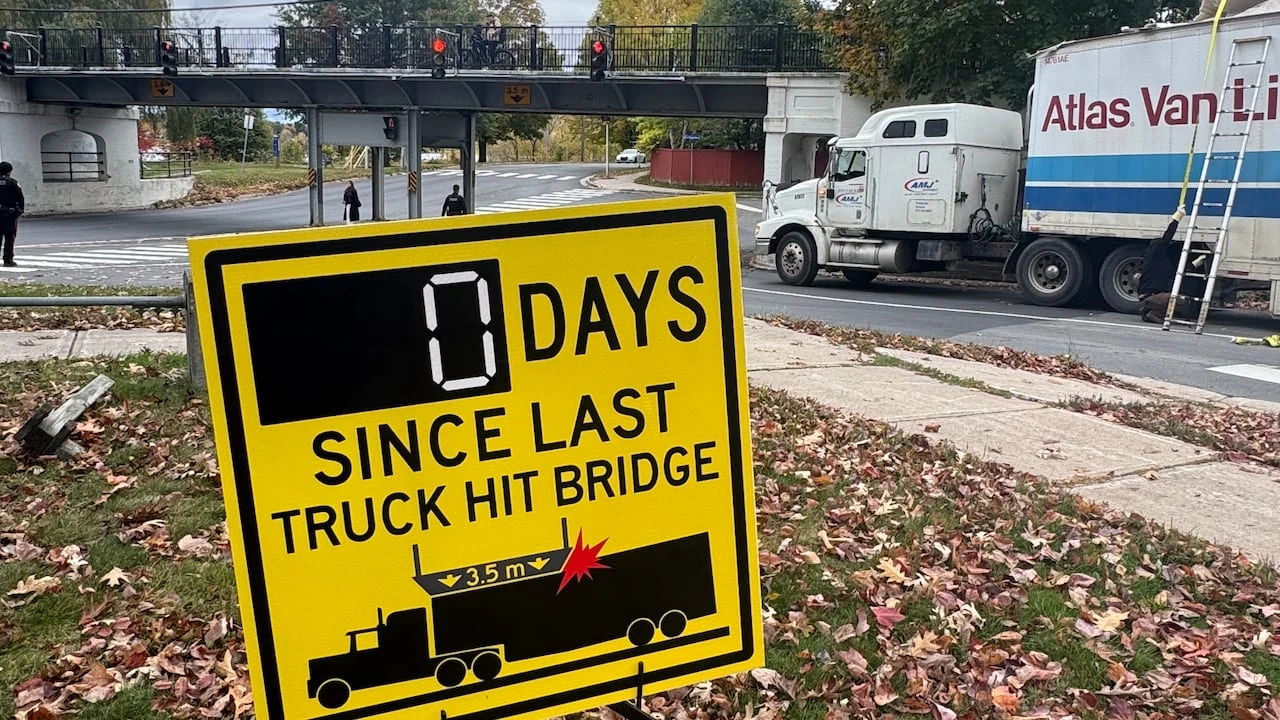 Guessing when next transport truck hits N.B. walking bridge might win you a prize