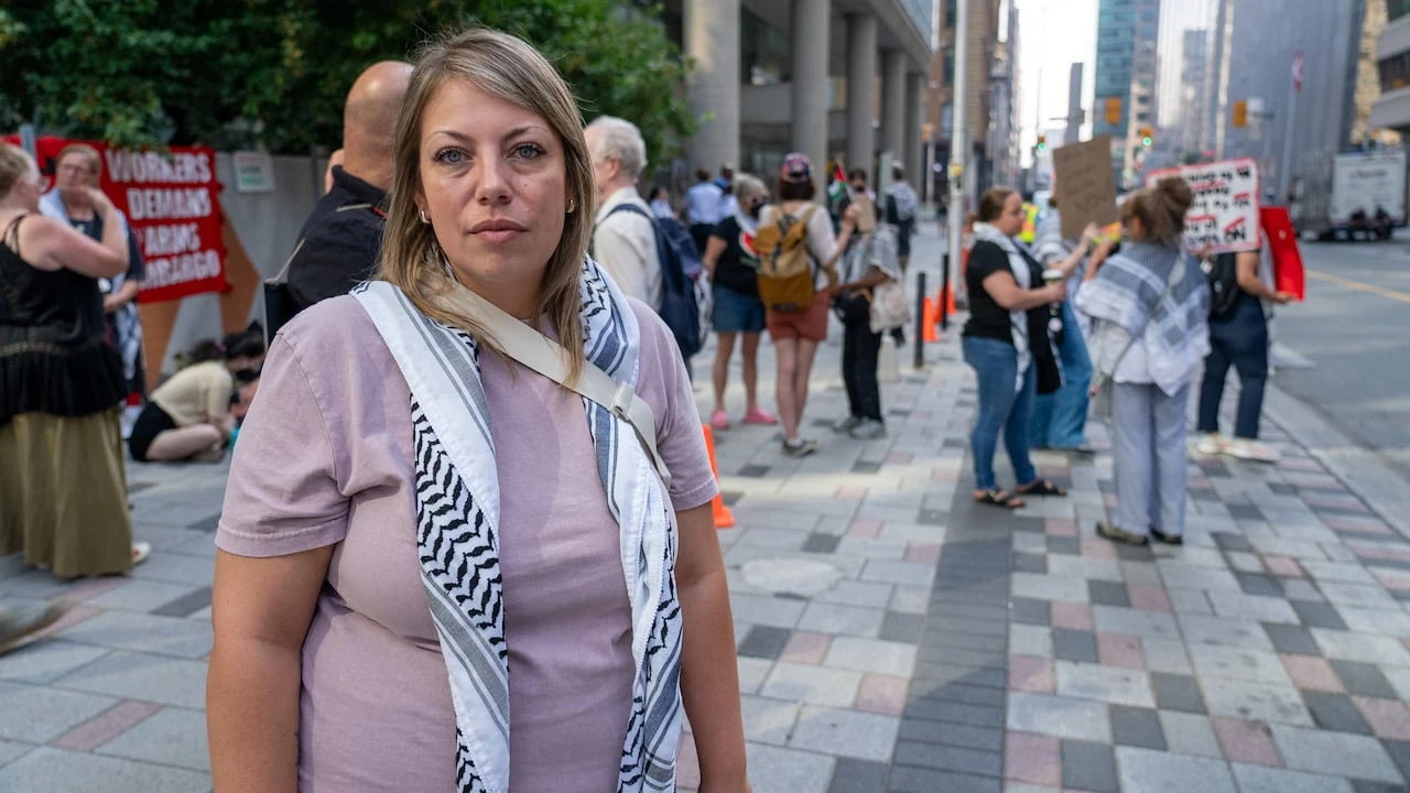 Demonstrators hold sit-in for Palestine outside Immigration, Refugees and Citizenship Canada headquarters in Ottawa