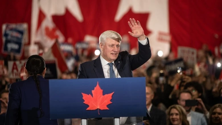 Former PM Harper praises Poilievre's experience, ascent in Edmonton rally