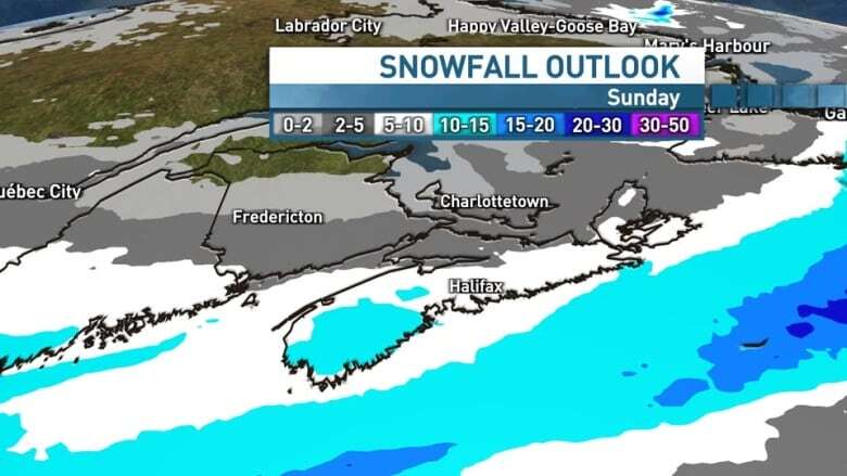 Up to 15 centimetres of snow expected Sunday in parts of Nova Scotia