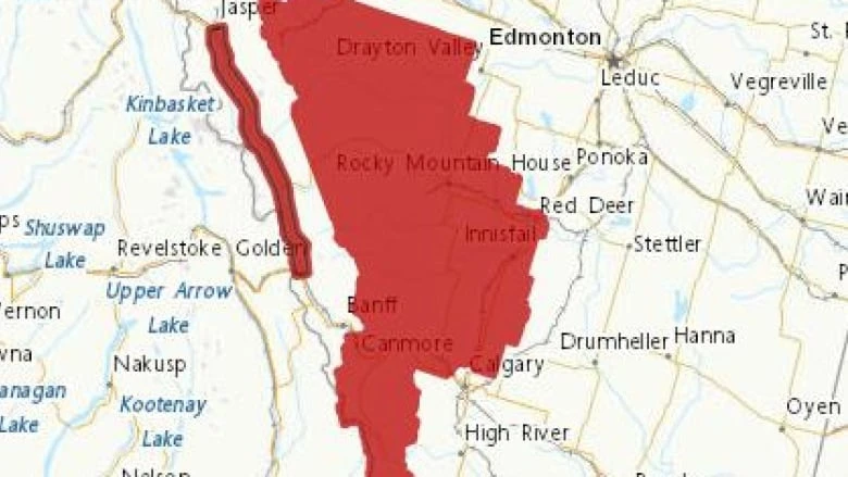 Rainfall warnings issued for much of western, central Alberta