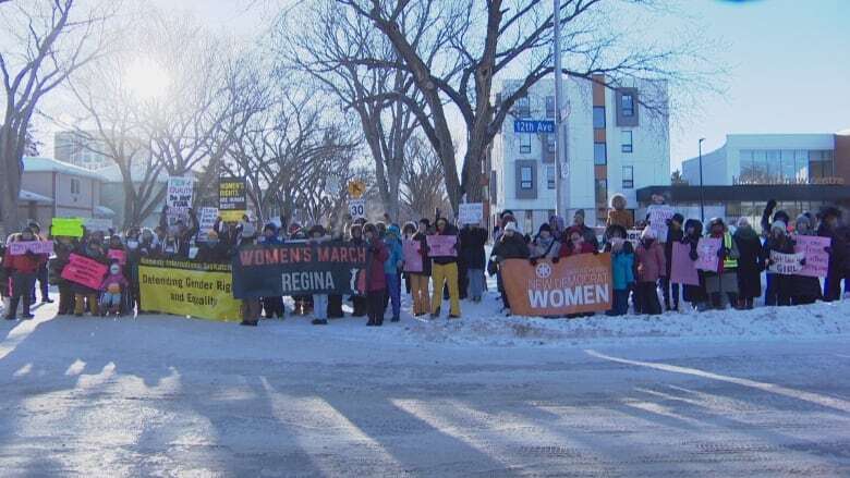 Marches in Regina, Saskatoon draw supporters of women's and gender-diverse rights despite cold