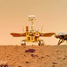 Chinese rover and lander pose for portraits on Mars