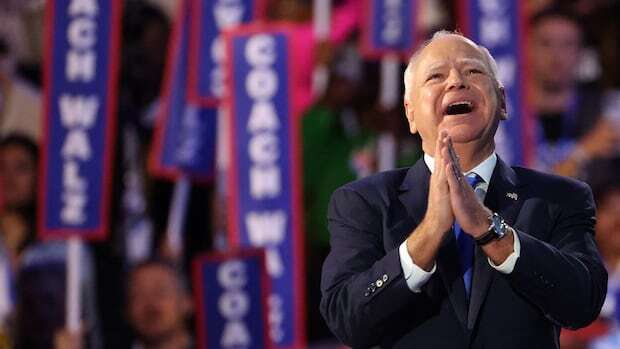 Tim Walz delivers impassioned speech, accepts vice-presidential nomination