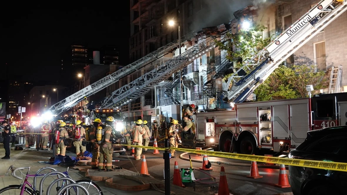 Five-alarm fire rips through downtown Montreal building, 2nd major fire in a week