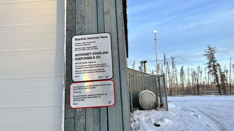 Public Starlink Wi-Fi set up on N.W.T.'s Highway 5 outside Fort Smith