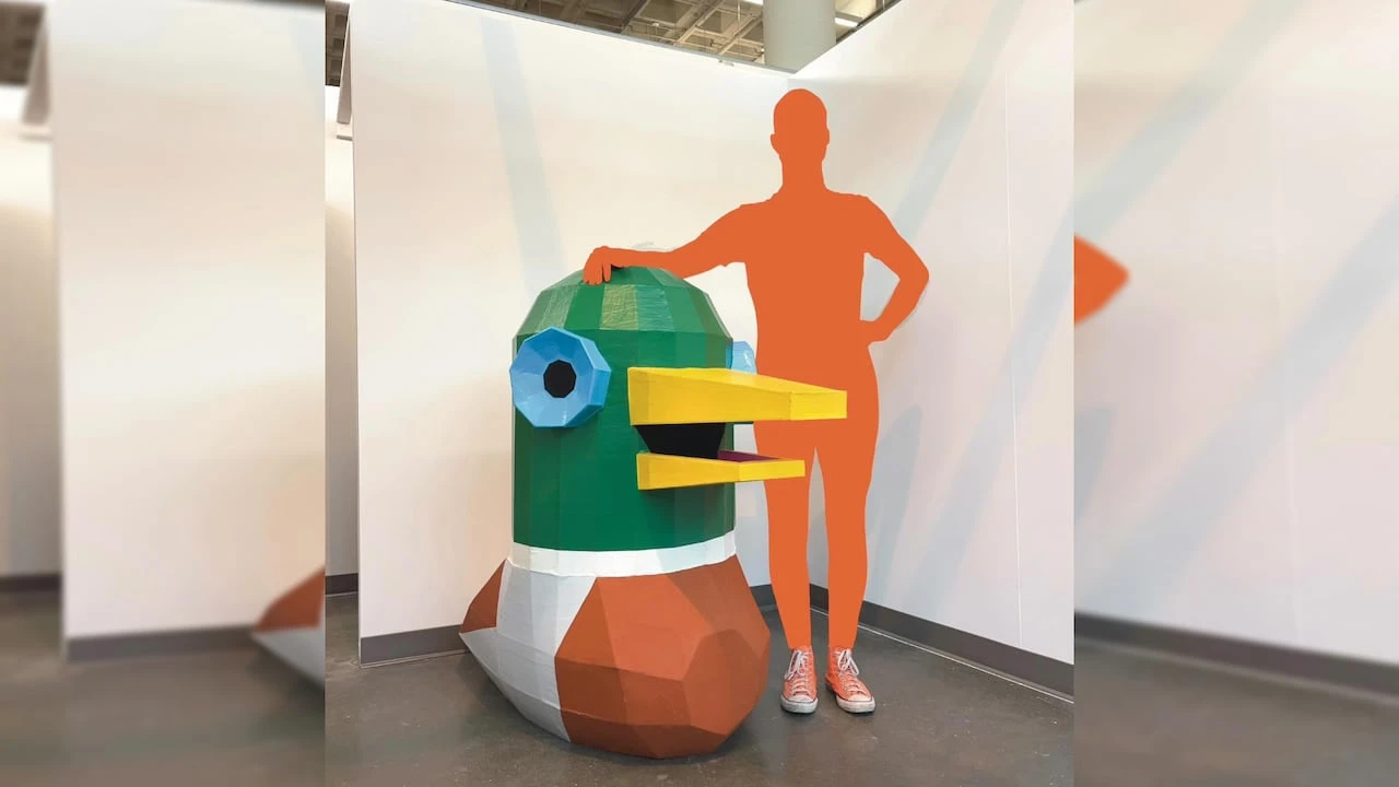 Lewis Mallard, the artist dressed as a duck, migrates back to Hamilton