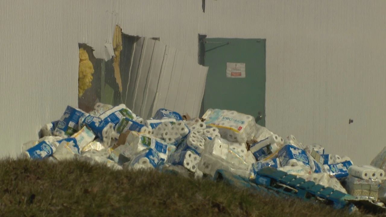 Firefighters put out fire at Irving Tissue warehouse in Dieppe