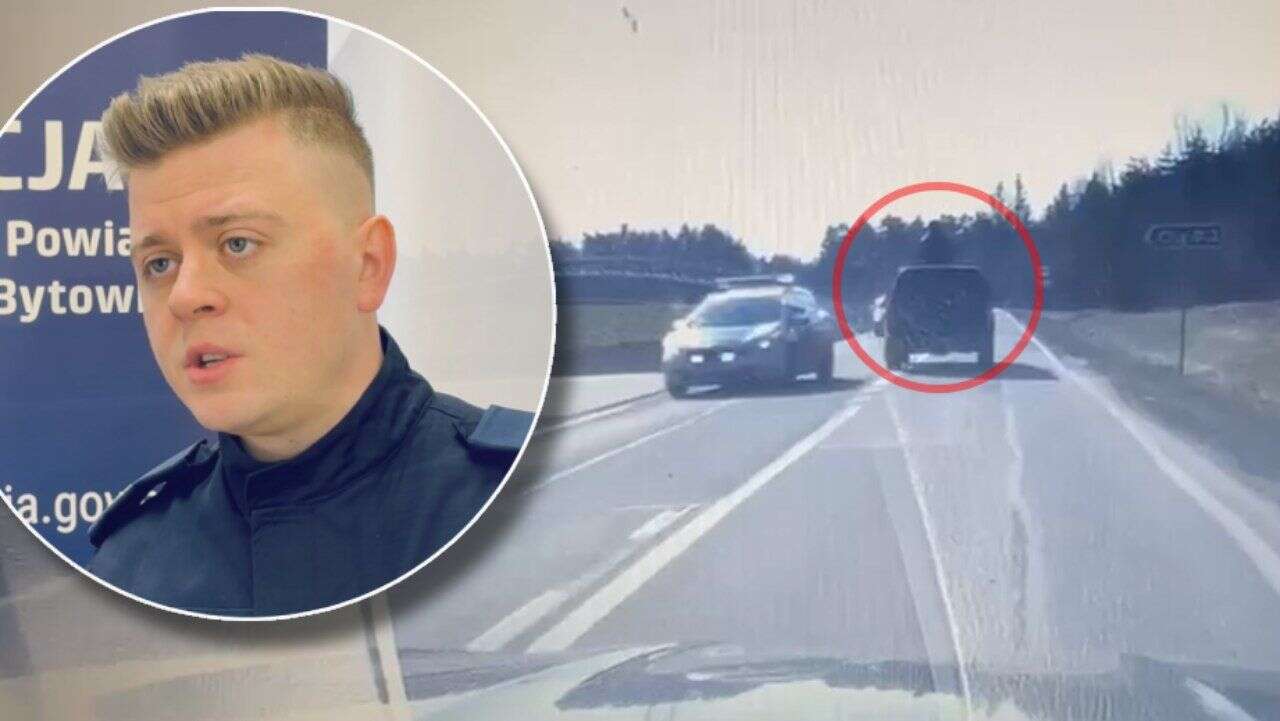 Kierował stopami i siedział na dachu. Nagrali głupotę na drodze