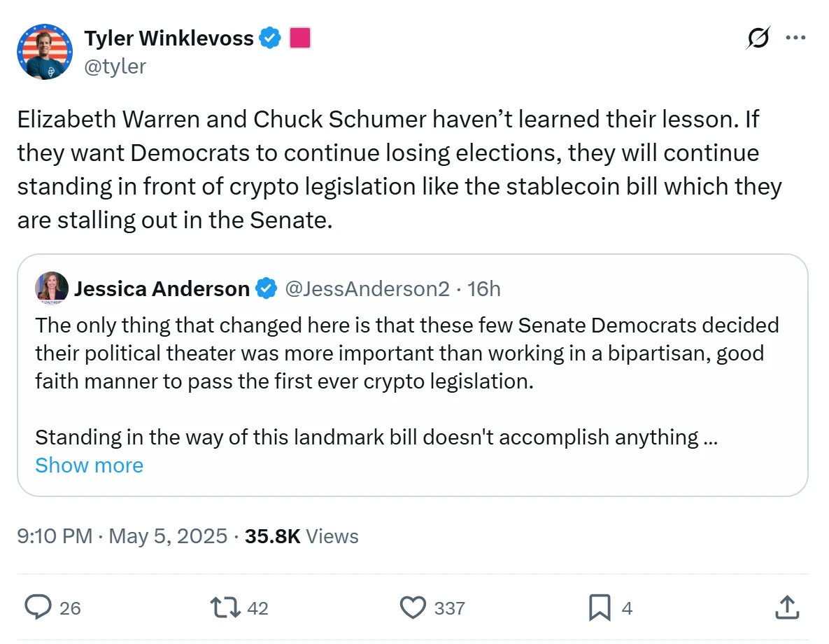  US Senate crypto bills stall amid Trump ties and ethics concerns 