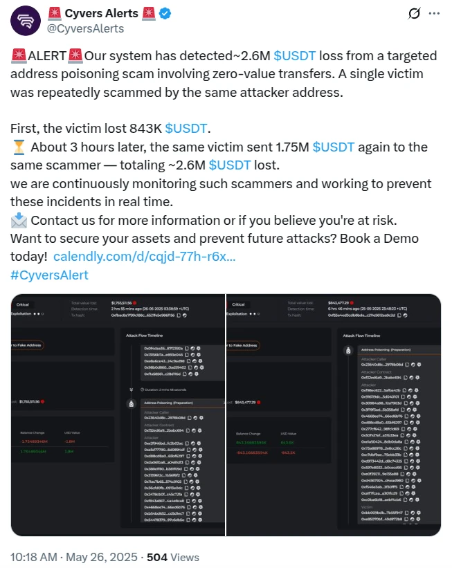  Crypto investor loses $2.5M in stablecoins in double phishing scam 