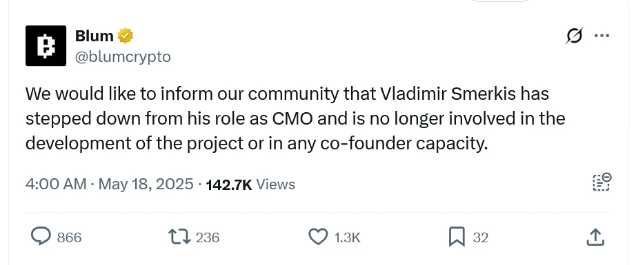  Russia arrests Blum co-founder Vladimir Smerkis on fraud charges 
