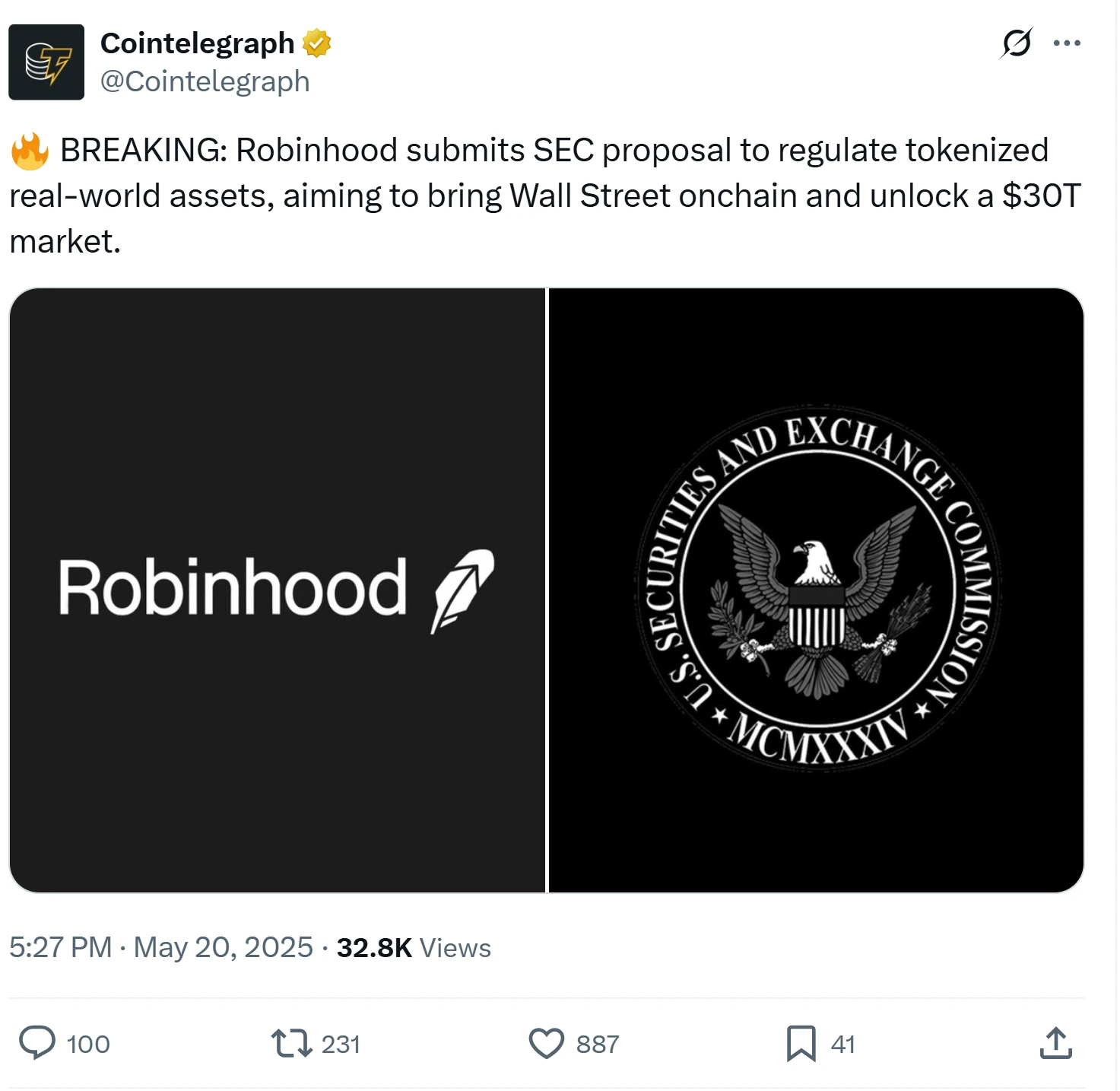  Robinhood proposes SEC rules for tokenized real-world assets 