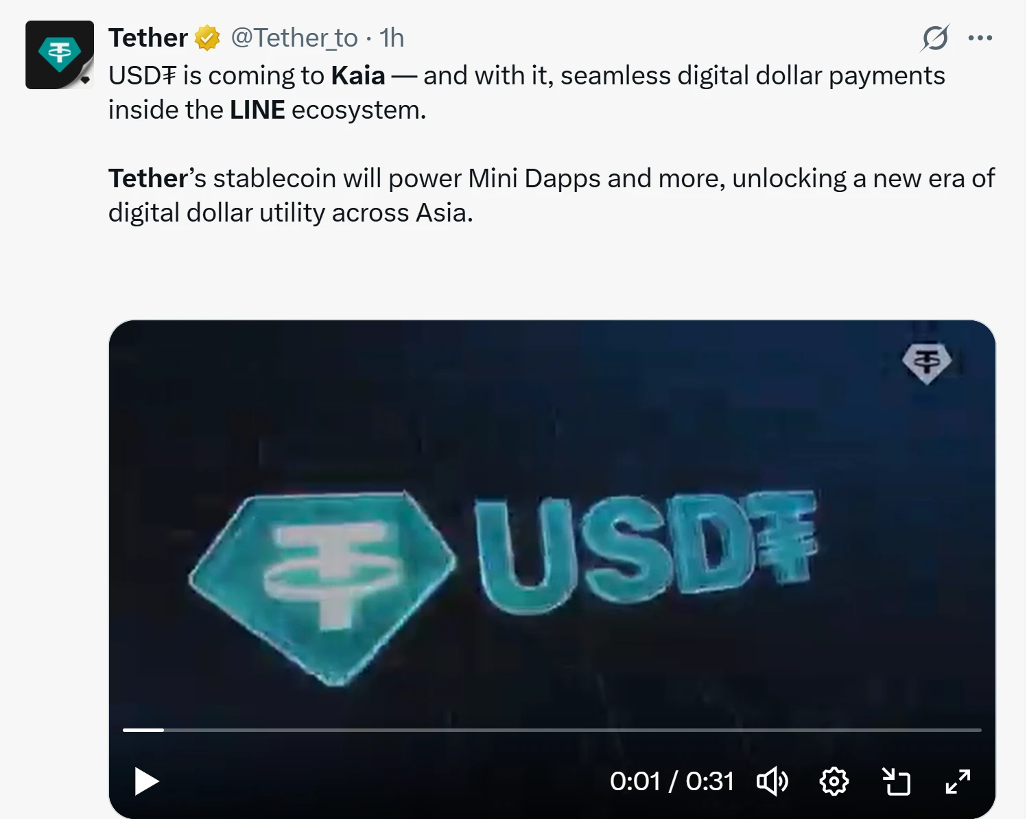 Tether launches on Kaia, brings USD₮ to LINE’s 196M user ecosystem 