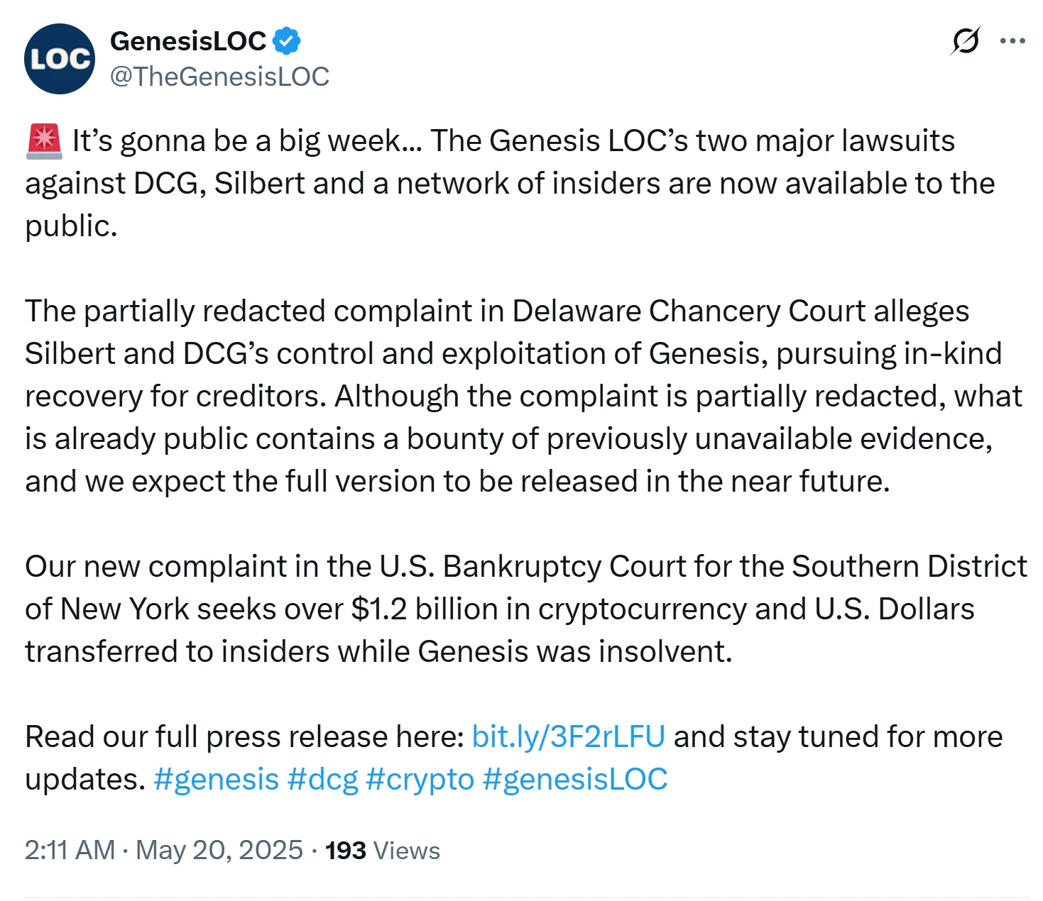  Genesis files dual lawsuits to claw back $3.3B from DCG, Barry Silbert 