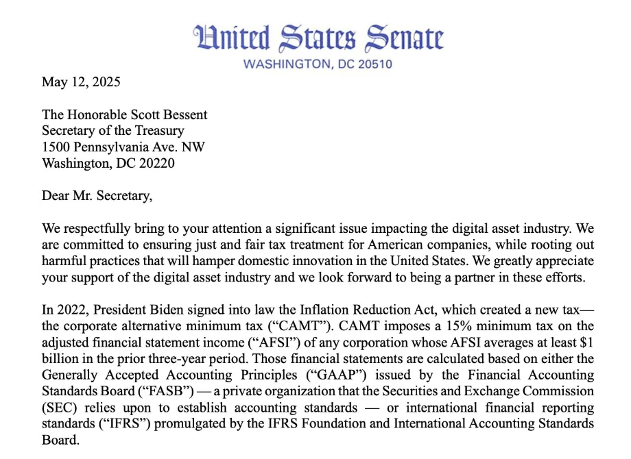  US lawmakers call for change in corporate digital asset taxes 