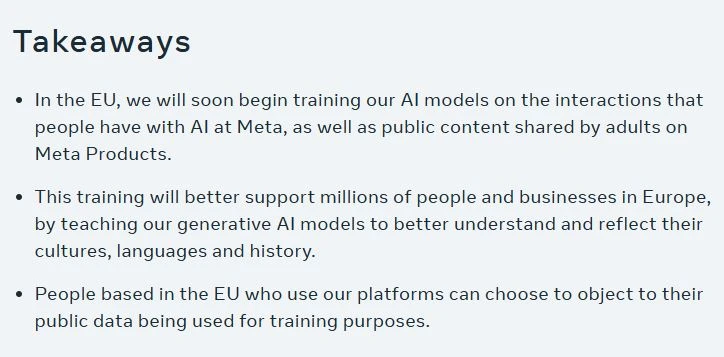  Meta gets EU regulator nod to train AI with social media content 