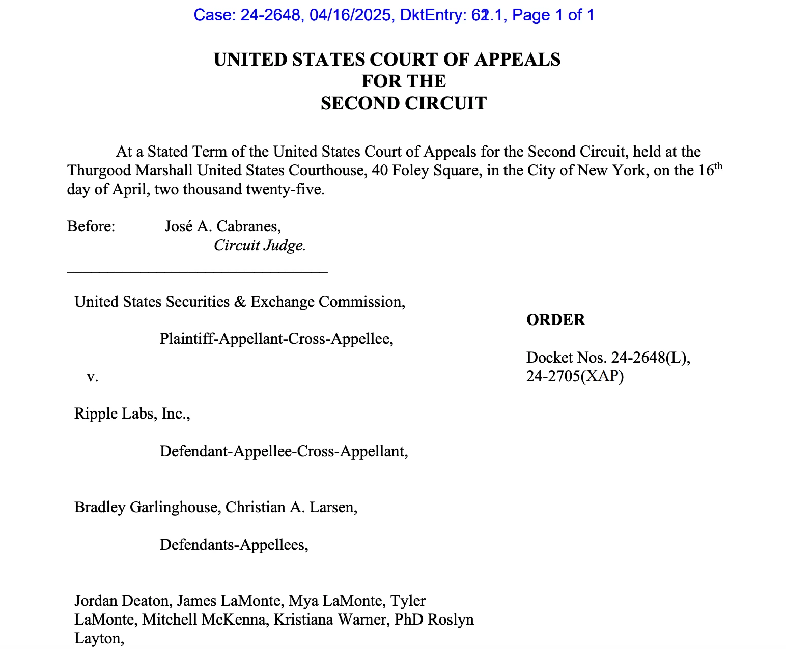  Court grants 60-day pause of SEC, Ripple appeals case 