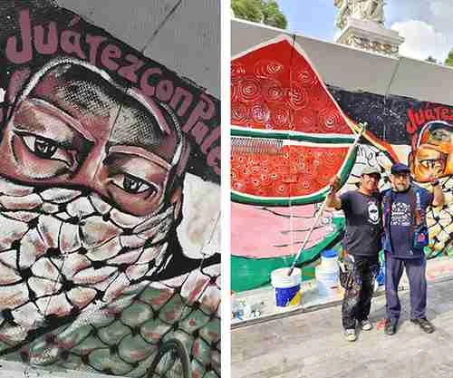 Artistas y ciudadanos transforman vallas policiacas para exigir una Palestina libre   