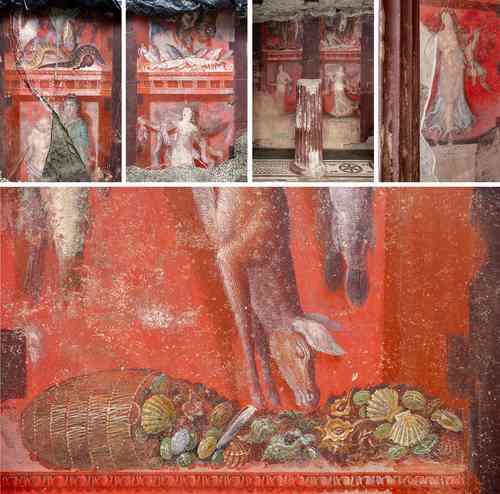 Descubren en Pompeya frescos que representan a la comitiva de Baco   