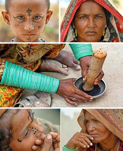 Tatuajes faciales hindúes, una tradición en riesgo de desaparecer en Pakistán    