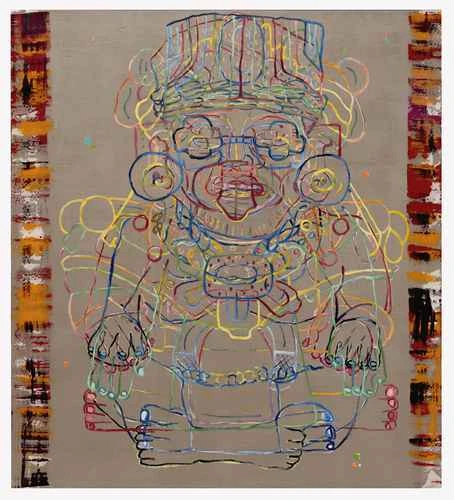 Pinturas de Demián Flores reinterpretan iconografías  y vestigios zapotecos   