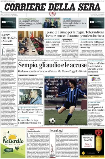 1 minuto faLe prime pagine di oggiLa nuova proposta per una tregua fra Stati Uniti e Iran, l'interrogatorio di Andrea Sempio, e le proteste per il padiglione russo alla Biennale di Venezia