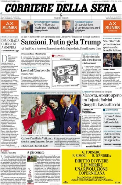 pochi secondi faLe prime pagine di oggiLe sanzioni degli Stati Uniti sul petrolio russo, il re del Regno Unito Carlo III in Vaticano, e le scommesse nell'NBA