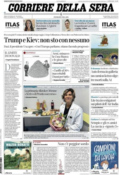 4 minuti faLe prime pagine di oggiLa trattativa sui dazi, le armi all'Ucraina, e la polemica sul concerto a Caserta di un direttore d'orchestra russo