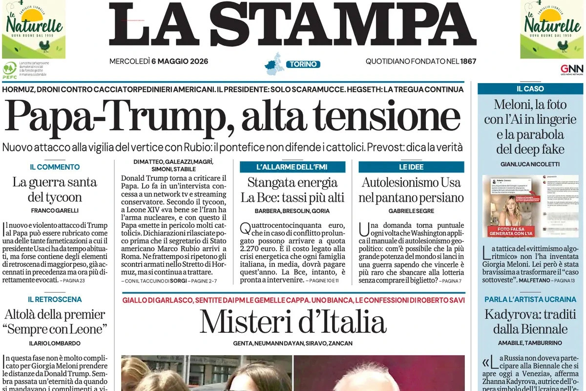 1 minuto faLe prime pagine di oggiIl nuovo attacco di Trump al papa, il funerale di Zanardi, l'inchiesta sull'omicidio di Chiara Poggi, e l'incontro fra Mattarella e i candidati ai David
