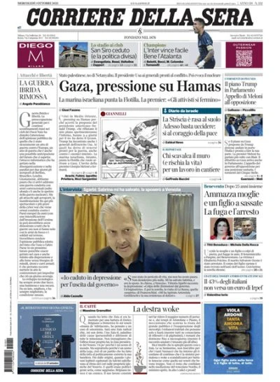 5 minuti faLe prime pagine di oggiL'attesa della risposta di Hamas al piano di Trump per Gaza, la Global Sumud Flotilla si avvicina a Gaza, e la vendita dello stadio di San Siro