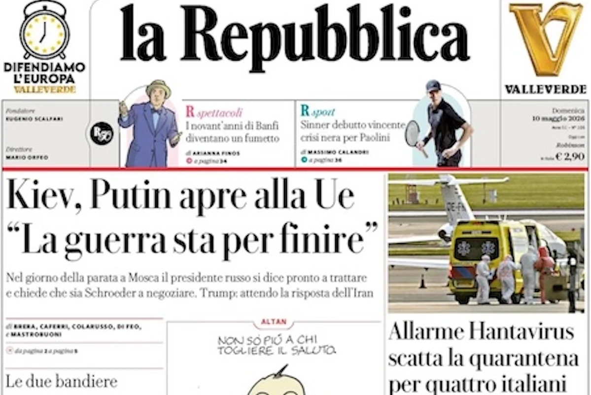 3 minuti faLe prime pagine di oggiLa guerra in Ucraina e quella in Iran, l'hantavirus, le indagini sul delitto di Garlasco 